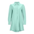 thumbnail image 5 of Solid Color Long Sleeve Turn Down Shirt Dress for Women with Ruffled Hem Long Sleeve Fall Dresses for Women, 5 of 5