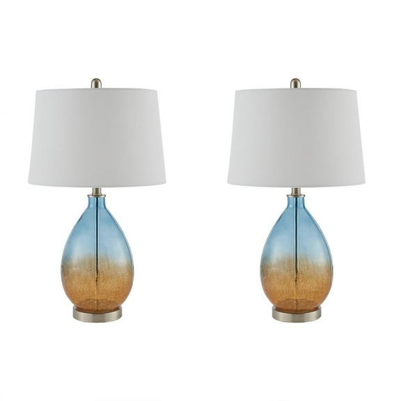 Cortina Blue Glass Table Lamp Set, Belen Kox