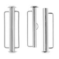 thumbnail image 1 of Slide Tube Clasps, with Bar Loops 31.5x10.5mm, 2 Sets, Silver Plated, 1 of 1