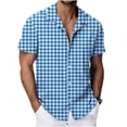thumbnail image 2 of COSFO Plaid Mens Button Down Shirts Summer Short Sleeve Beach Shirt Loose Fit Vacation Collared Casual Men's Shirts, 2 of 7