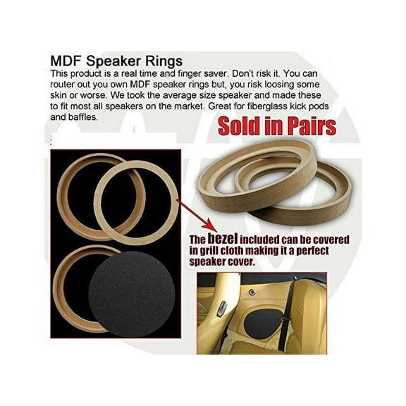 (40) 8" INCH MDF WOOD SPEAKER SUBWOOFER MOUNTING SPACER RINGS RECESSED W/ BEZEL
