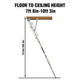thumbnail image 3 of Aluminum Attic Ladder, 350-pound Capacity, 22 1/2" x 54" Attic Access Door, Multi-Purpose Aluminium Foldable Ladder Floor to 7-10ft Ceiling Heights, 3 of 10