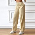 thumbnail image 3 of Womens Elastic Waist Wide Leg Casual Work Pants with Pockets, 3 of 5