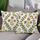 thumbnail image 4 of Alysheer Fundas De Almohada Decorativas De Verano Con Bordado Floral, 18.0 X 18.0 In, Juego De 2 Casas De Campo, Flores Rosas, Hojas Verdes, Patrón De Punto, Funda De Cojín De Lona De Algodón Para Sof, 4 of 5