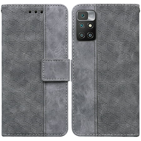 For Xiaomi Redmi 10 / 10 Prime Geometric Embossed Leather Phone Case