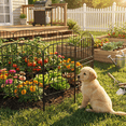thumbnail image 2 of Y&M 34 Inch(H) X 10 Ft(L) Decorative Garden Fence, 7 Pack Tall Fence Fencing Panels, Metal Wire Border No Dig Fencing Animal Barrier for Dog, Flower Edging for Yard Landscape Patio Outdoor Decor, 2 of 11