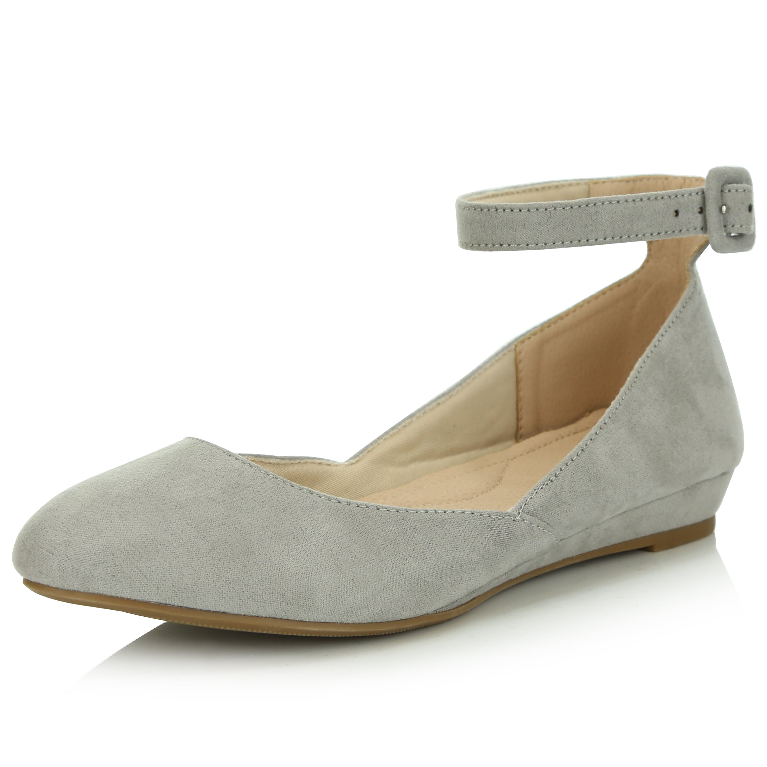grey low wedge shoes