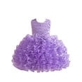 thumbnail image 3 of Trendfront Toddler Girls Ball Gown Cupcake Dress Mid-Length Sleeveless Crew Neck Heart Lace Motif Bow Decor Multi Layered Ruffle Tutu Skirt, 3 of 10