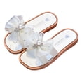 thumbnail image 3 of Little Girls Strappy Slip On Sandals Shiny Butterfly Bowknot Decor Soft Flat Sole Toddler Kids Casual Outdoor Comfort Footwear Gibobby,13.5,White, 3 of 5