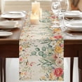 thumbnail image 3 of Table Runners 72 Inches Long Dress Scarves, Watercolor Floral Farmhouse Kitchen/Dining Table Runner, Coffee Tablerunners, Spring Roses Eucalyptus Leaf Plants Beige 14x72 Inch, 3 of 9