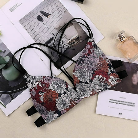 

Beauty Back Floral Women Bras Front Buckle Deep V Gather Bras Lingeries Cross Leopard Print Bras