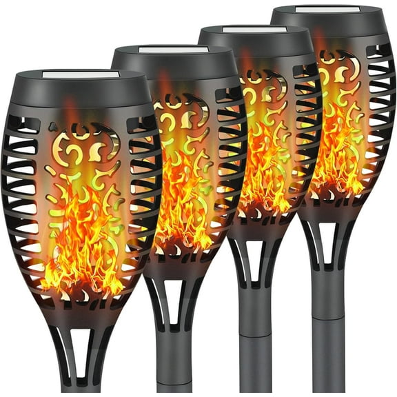 Solar Lights Outdoor, Solar Torch Light with Flickering Flame for Halloween,ChristmaDecor, Solar Garden Lights, Waterproof Outdoor Lighting, Flame Torches for Outside Patio Pathway Yard Decorations