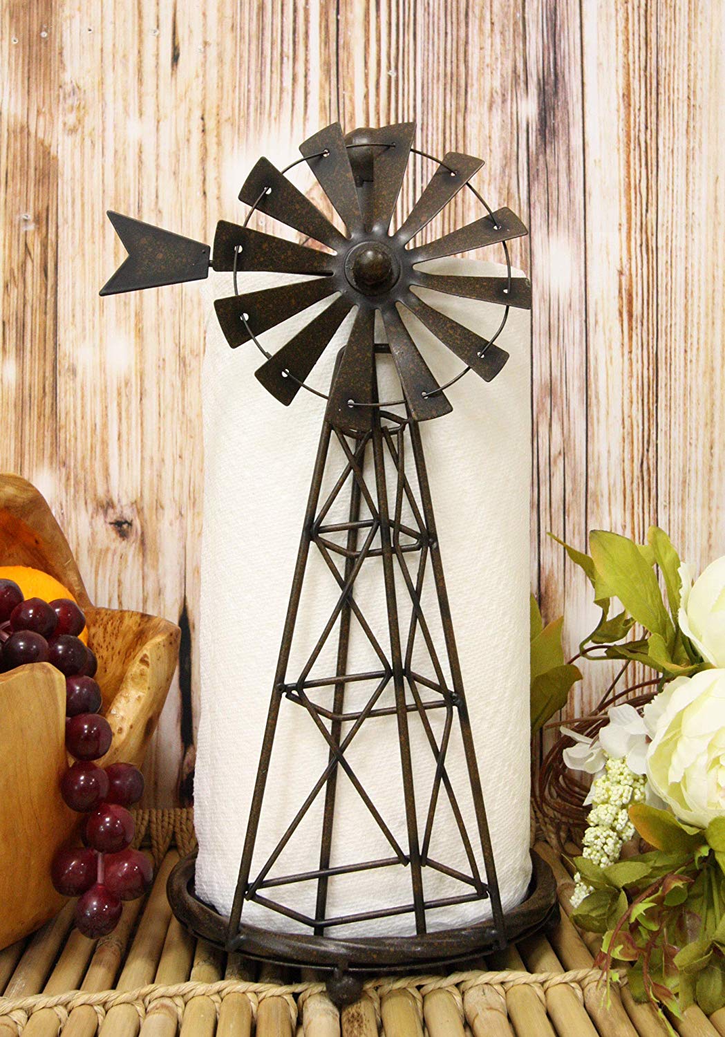 Ebros 14.5"Tall Rustic Country Farm Agricultural Windmill Outpost Paper