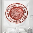 thumbnail image 1 of BBQ Tapestry, It's Grilling Time Lettering Dinner Party Fun Stamp Style Summer Vintage Artwork, Fabric Wall Hanging Decor for Bedroom Living Room Dorm, 5 Sizes, White Burgundy, by Ambesonne, 1 of 1