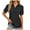 Black, variant on Womens Tops Summer Eyelet Lapel V Neck Puff Short Sleeve Tunic Tops Dressy Casual Comfy Blouse