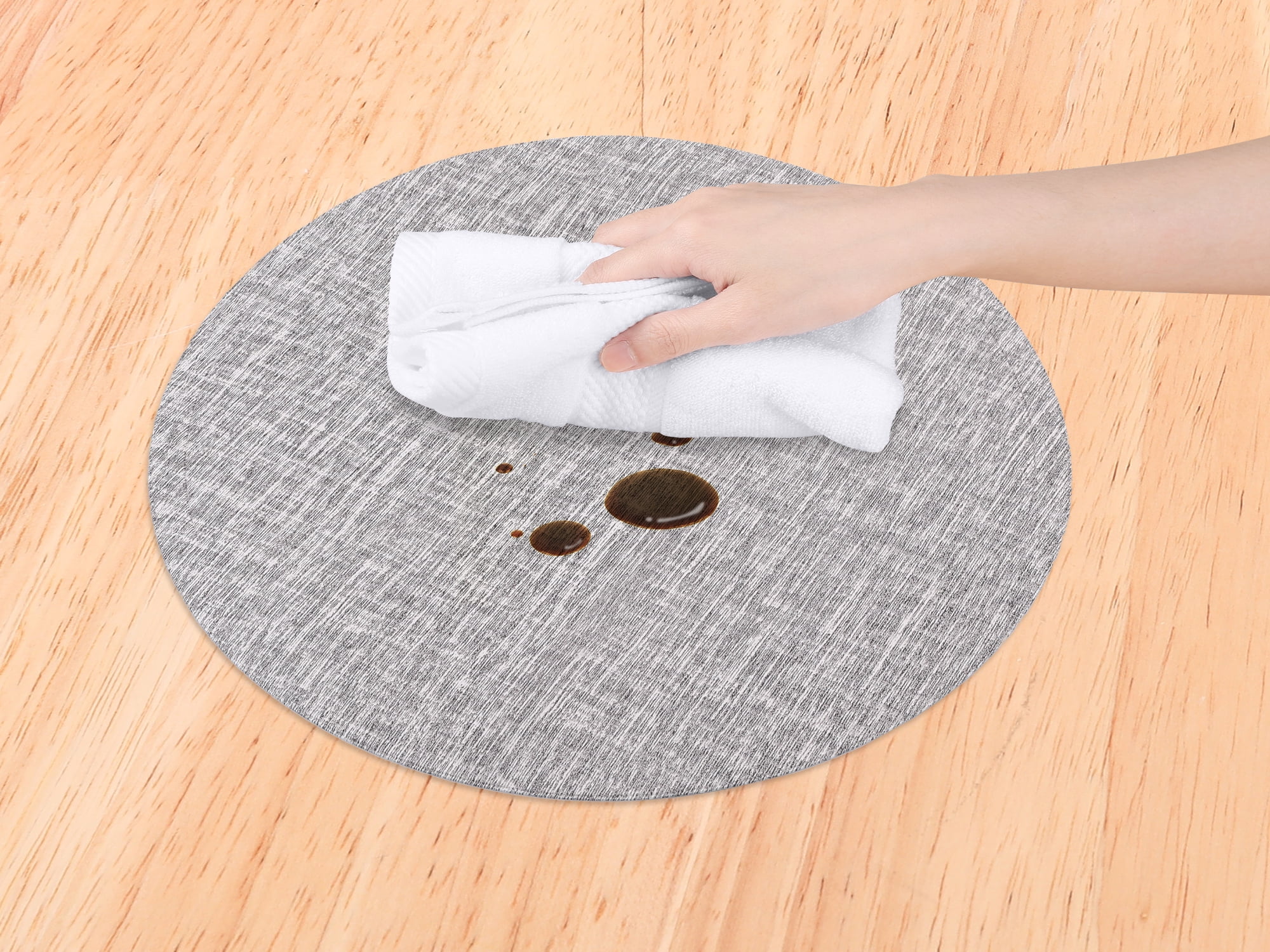 Unique Bargains Set of 6 PU Placemats for Kitchen Gray 15*15in