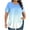Sky Blue, variant on Lenpel Plus Size Tops for Women Dressy Casual Short Sleeve Crew Neck Gradient Pleated T Shirts Loose Tunic Blouses