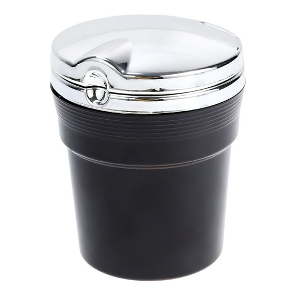 ACDANC Portable Smokeless Cylindrical Cigarette Ashtray with Blue LED Light (Black)