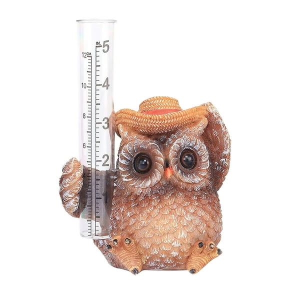 Rain Gauge Outdoor Owl Rain Gauge Decorative Ornaments Garden Water Meter with Metering Tube ,Rain Gauge Outdoor Decorative