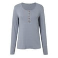 thumbnail image 6 of 2024 Autumn And Winter New Round Neck Button Solid Color Striped Casual T Shirt Top Woman Graphic Tees Women plus Size Short Sleeve Tunic Womens Tops And Blouses Short Sleeve plus Size Clothes for, 6 of 8