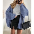 thumbnail image 2 of Suéteres Cardigan Oversized para Mujer PRETTYGARDEN 2025 Otoño Manga Lámpara Larga Tejido Abierto Liviano (Azul Bruma, XL), 2 of 8