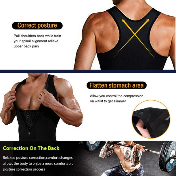 Men Shapewear Slimming Body Shaper Compressed Shirt Tank Top with Zipper  Underwear for Tummy Control 
