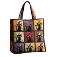 thumbnail image 2 of Shadoumai Halloween Quilted Tote Bag for Women, Pumpkin Black Cat Witch Hat Print Large Spacious Handbag, Reusable Shopping Bag, 2 of 6