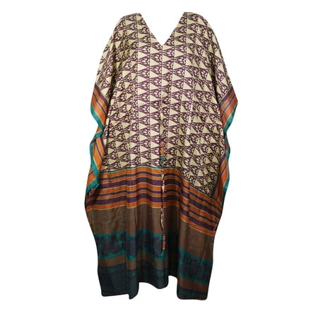 Mogul Women Boho DRESS  Maternity Gift for Mom  Women Ethical Style Fashion  Kaftan Maxi Dress  Purple Beige Printed Long Summer Dresses