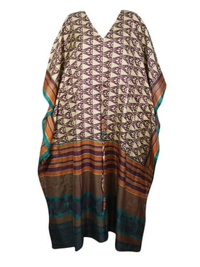 Mogul Women Boho DRESS, Maternity Gift for Mom, Women Ethical Style Fashion, Kaftan Maxi Dress, Purple Beige Printed Long Summer Dresses
