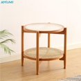 thumbnail image 2 of JOYLIVE-mesa de centro de ratán de doble capa para el hogar, mesa de madera maciza desmontable, redonda de vidrio, pequeña, japonesa, novedad de 2022, envío directo, 2 of 4