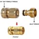 thumbnail image 2 of Auspicioso-3/4 conectores de manguera de agua, conector rápido de latón, conector de grifo de rosca hembra y conector de rosca macho, accesorios de manguera de jardín para Wateri kaili Sencillez, 2 of 5