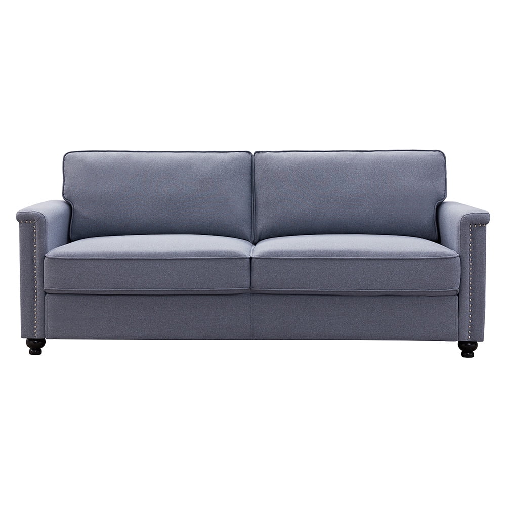 Kepooman Modern Linen Overstuffed 3-Seater Armrest Sofa Bed for Living Room, Gray Kepooman Modern Linen Overstuffed 3-Seater Armrest Sofa Bed for Living Room, Gray