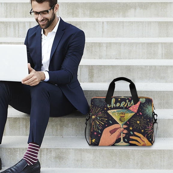 Iauyy 16inch Laptop Briefcase for Men/Women , Detachable Strap & Padded Compartment,Water-Resistant BagBusiness Travel File and Notepad,Wearing A Party Hat