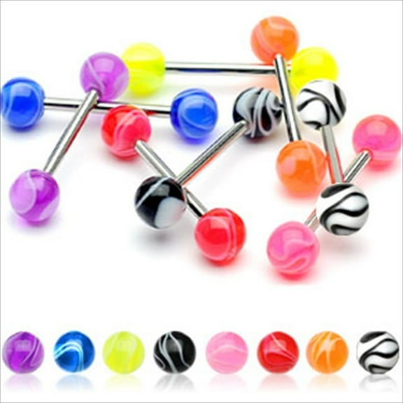 Marble Tongue Ring/Snake Eyes/Nipple UV 14G (1.6mm) Acrylic (TRANSLUCENT HOT PINK) (B/4/5)