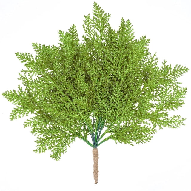 Nvzi Tallos de purpurina navideña, 20 piezas, púas de pino artificiales para relleno de adornos de árbol de Navidad (verde)