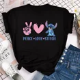 thumbnail image 3 of Ropa para niños kawaii Ohana Stitch Disney Lilo Stitch dibujos animados niños camisetas de algodón camisetas de verano camisetas blancas y negras, 3 of 5