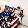 thumbnail image 4 of Meiyoeat Patriotic Dirt Bike Bed Sheets 4-Piece for Men, USA Flag Print Full Size Sheets, Red White Blue, 4 of 6
