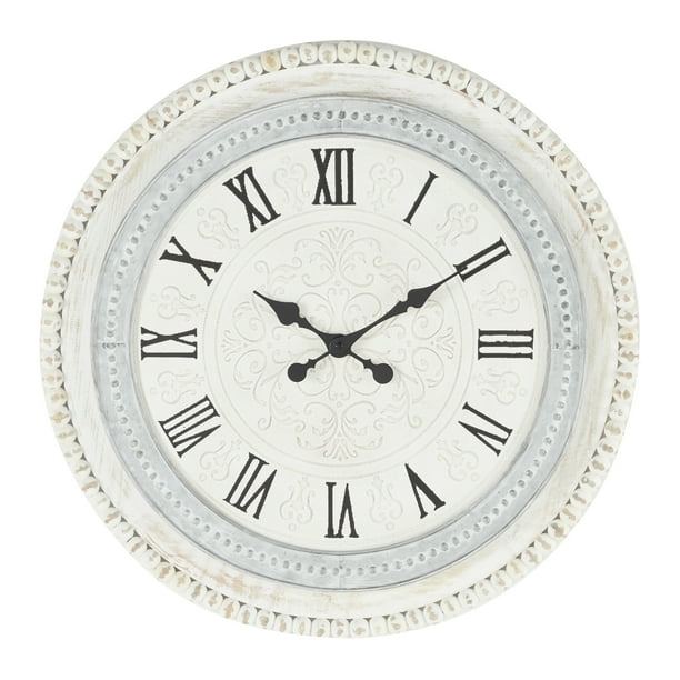 Decmode 43750 Round Distressed White And Grey Wood Wall Clock With Beaded Textured Rim 22 X Com - Distressed Clock Wall Hanging Decmode 43750 Round Distressed White And Grey Wood Wall Clock With Beaded Textured Rim 22 X Com - Distressed Clock Wall Hanging