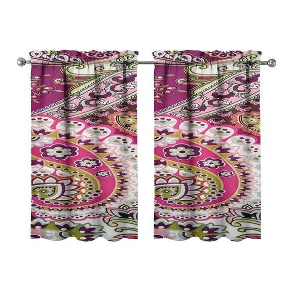 Paisley Design Kitchen Curtains - Vintage Tier Cafe Curtains for Bathroom Living RV Rod Pocket Window Drapes 36 Inch 2 Panels Set 28"x36" Window Treatment Tiers