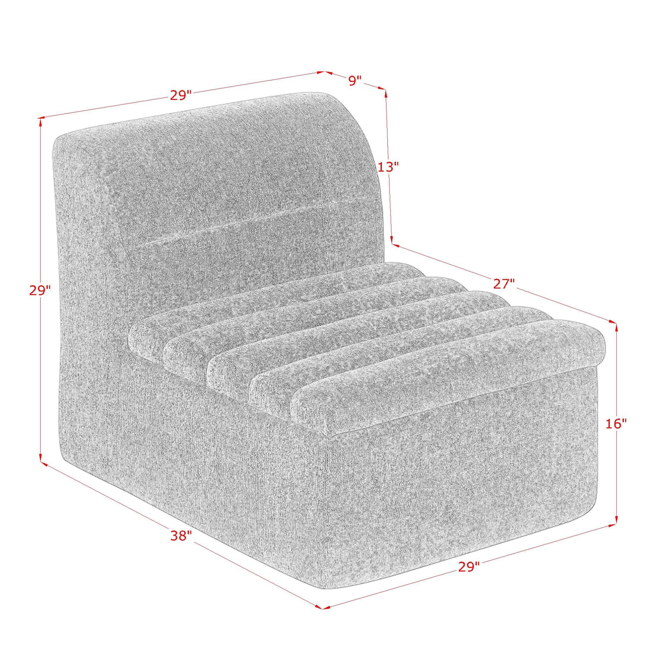Noble House Modular Sofa Single Chair, Compact Chenille Accent Armless Sectional Component, Boneless Couch, Dark Grey
