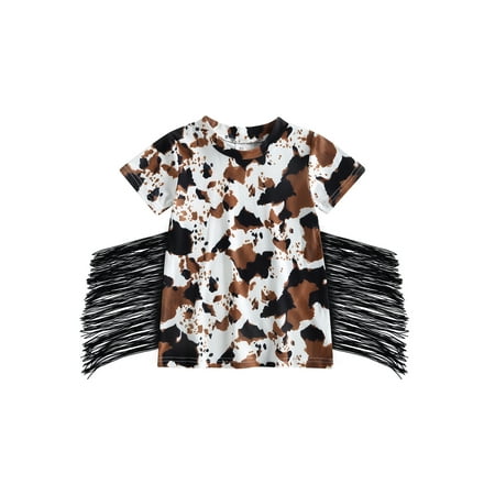 

Wassery Toddler Baby Girl Western Dress Short Sleeve Round Neck Horse/Cow Print T-Shirt Dress