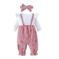 thumbnail image 2 of Emy Dola Newborn Baby Girl Clothes Ruffle Long Sleeve Romper One Piece Bowknot Jumpsuit Fall Winter Infant Outfits For 3-18 Months, 2 of 10