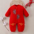 thumbnail image 2 of Otqutp Kids Sweet Bodysuit Unisex Baby Spring Festival Cotton Print Autumn Long Sleeve Romper Jumpsuit Clothes New Year Outfits(a-B,3-6 Months, 2 of 3