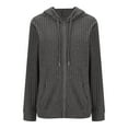 thumbnail image 3 of Ribbed Zip Up Hoodies for Women 2025 Fall Winter Long Sleeve Plain Hooded Sweatshirt with Pockets Jacket Coat, 3 of 6