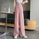 thumbnail image 5 of Pantalones de traje para mujer, estilo coreano, holgados, de cintura alta, con pierna ancha, adelgazantes, rectos, informales, de verano, 5 of 6
