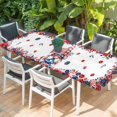 thumbnail image 2 of Independence Day Table Cloths for 8 Foot Rectangle Tables, Gnomes American Flag Red Blue Flowers Patio Waterproof Elastic Fitted Tablecloths, Washable Rectangular Table Cover for Camping, 2 of 8