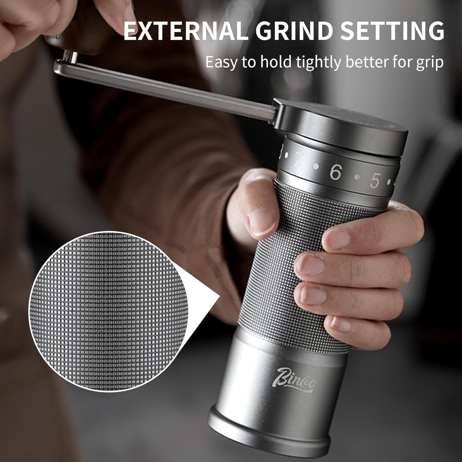 Manual Coffee Grinder with CNC Steel Burr and 9 Precision Settings for Espresso to French Press