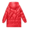 thumbnail image 3 of HTNBO Women Long Quilted Coat Winter Hooded Long Sleeve Puffer Padded Jackets Zip-up Warm Thicken Outerwear Pockets, 3 of 6