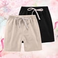 thumbnail image 2 of 2 Pack Sport Shorts Kids Cotton Linen Athletic Shorts Boys Summer Casual Short Pants Elastic Waist School Uniform sweatshirts, 2 of 3