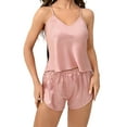 thumbnail image 5 of SwiftWear Women's Lace Backless Satin Pajama Set Valentine's Day Gift Silky Sleepwear Cami & Shorts 2 Piece V-Neck Nightwear​, Pink, 5 of 7